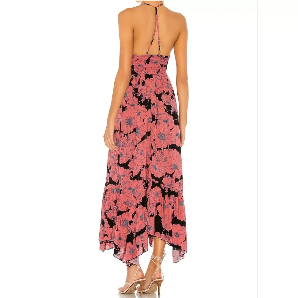 Free People Pink Floral Halter Maxi Dress